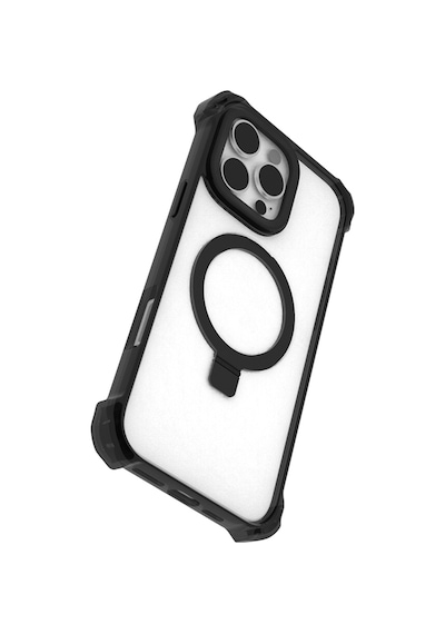 Apple Uyumlu iPhone 16 Pro Kılıf Magsafe Şarj Özellikli Raptic Dual Serisi Şeffaf Standlı Kapak Siyah