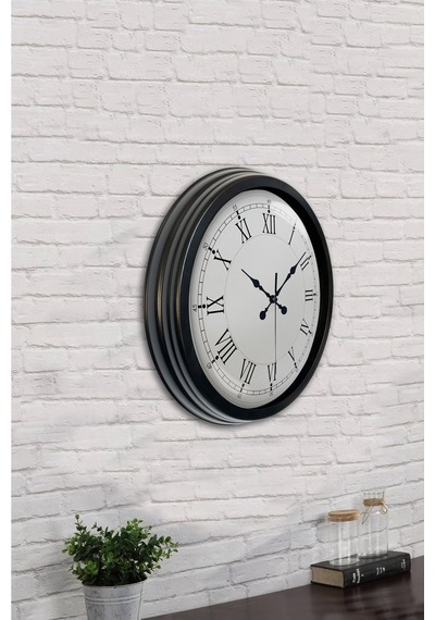 40 Cm Siyah Metal Retro Duvar Saati