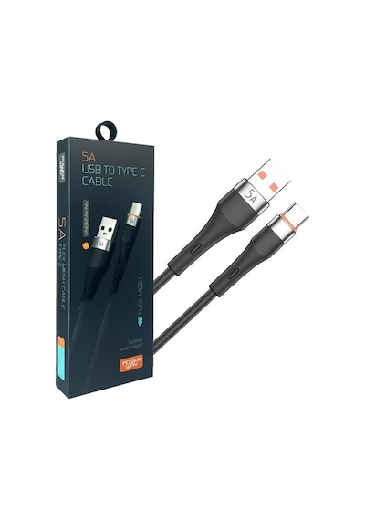 Powerway Hc05 Örgülü 5 Amper Usb To Type- C 1 Metre Şarj Data Kablosu
