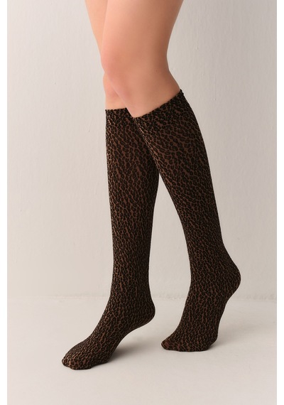 Suwen Leo Style Dizaltı Çorap Sc4006543 Leopar Desenli