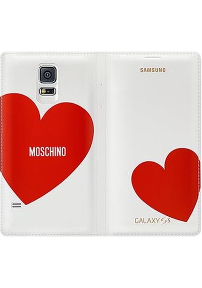 Galaxy S5 İle Uyumlu Moschino Flip Wallet Kılıf Kırmızı Kalp Ef-wg900rregww