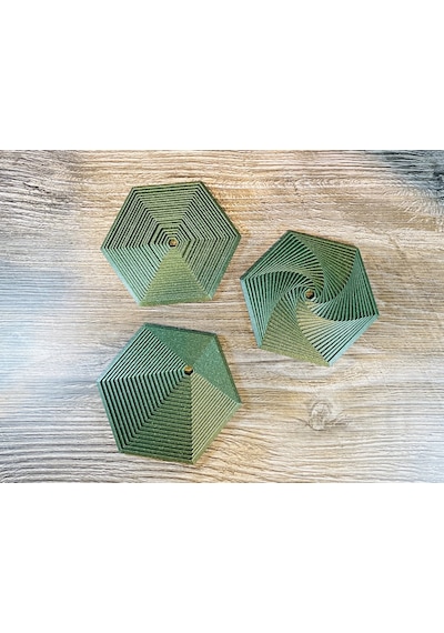 3d Baskı Super Fidget Coaster Seti - Altıgen Desenli Bardak Altlığı Ve Tutucu-yeşil Diğer