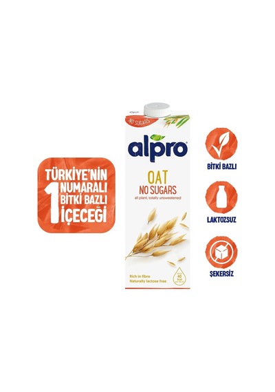 Şekersiz Yulaf Bitki Bazlı İçecek, 1 L 2li Paket