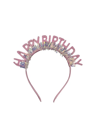 Pembe Happy Birthday Simli Doğum Günü Taç Ve Gözlük Seti 2 Li Parti Aksesuarı Fotoğraf Konsepti