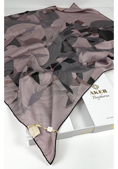 Aker Bosphorus Çift Taraflı İpek Twill Eşarp 89147112 Pudra