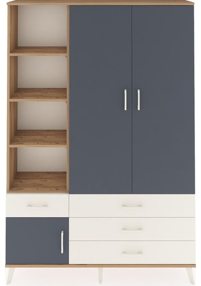 Arges Dolap 5 Raflı 4 Çekmeceli Tek Askılı 132x30x195 Çam-ant... Çam
