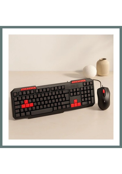 Ventra Usb Kablolu Klavye Mouse Set - Kırmızı Tuşlu Q Klavye 1600 Dpı Ventra Diğer