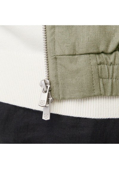 Jack & Jones Jack&jones Blaleister Linen Blend Bomber Erkek Haki Klasik Yaka Ceket Haki