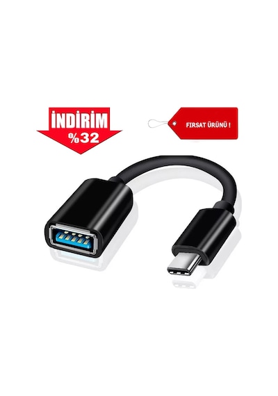 Otg Type C To Usb Çevirici & Dönüştürücü Adaptör Kablolu Otg