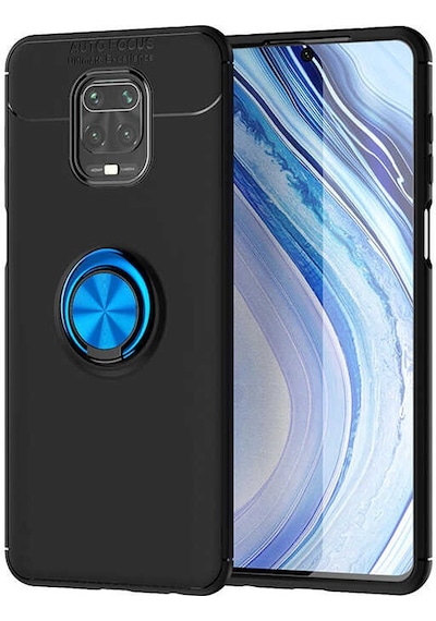 Xiaomi Redmi Note 9s Kılıf Zore Ravel Silikon Kapak Siyah-Mavi