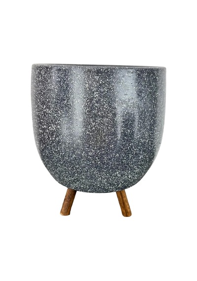 Bitki Tasarımı Ev Dekorasyon Aksesuar Gri Granit Toprak Saksı Saksılık Salon Çiçeklik 3 Ayaklı - 19 Cm Belirtilmemis