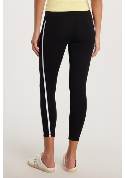 Tudors Kadın Slim Fit Dar Kesim Çizgili Dar Paça Siyah Tayt-33638 siyah