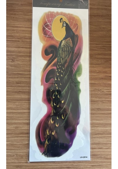 Tavus Kuşu 1 Hafta Kalıcı Tam Kol Bacak Yapıştırma Geçici Dövme 46 Cm
