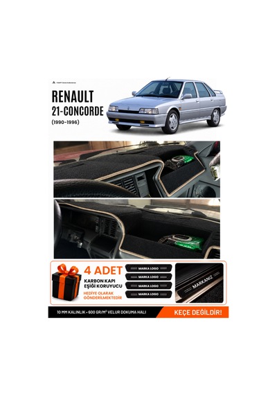 Renault 21 Concorde 1990-1996 Uyumlu Torpido Örtüsü, Torpido Kılıfı - Siyah Bej
