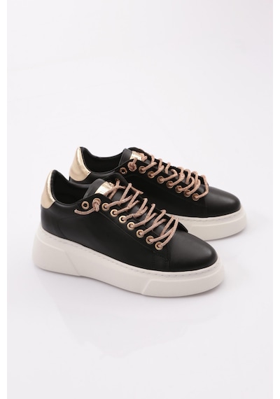 Dgn Es854 Kadin Kalin Taban Silver Taş Bağcikli Sneakers Ayakkabi ES854-2007-R12593 Siyah - Beyaz