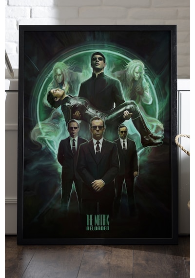 The Matrix Reloaded Siyah Ahşap Çerçeveli Poster, Dekoratif Film Duvar Tablosu
