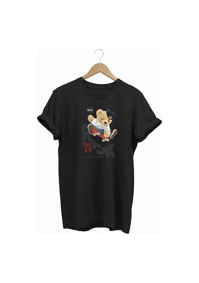 Risky Bear Baskılı Tshirt Siyah