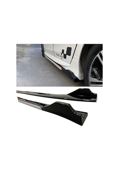 Audi A4 2011-2015 Gri Şeritli Renkli Yan Marşpiyel 2 Adet Piona Black