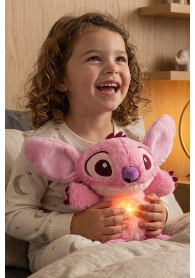 30 Cm Stitch Işıklı Ve Müzikli Peluş Uyku Arkadaşı 5 Modlu Nefes Alan Gece Lambası Sevimli Hediye Oyuncak Pembe