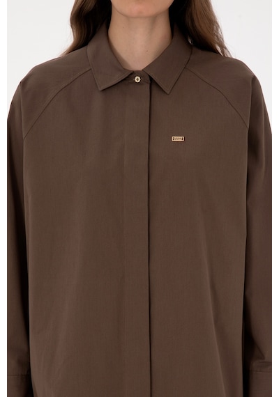 U.s. Polo Assn. Kadın Kahverengi Gömlek Desenli 50316399-vr029 Kahverengi