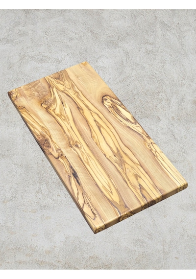 F&s Woodart Yeni Zeytin Ağacı 40 X 20 Cm Kesme Tahtası Sunum Et Ekmek Sebze Doğrama Tahtası Bej