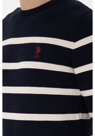 U.S. Polo Assn. Erkek Slim Fit Bisiklet Yaka Lacivert Kazak 50292850-VR033
