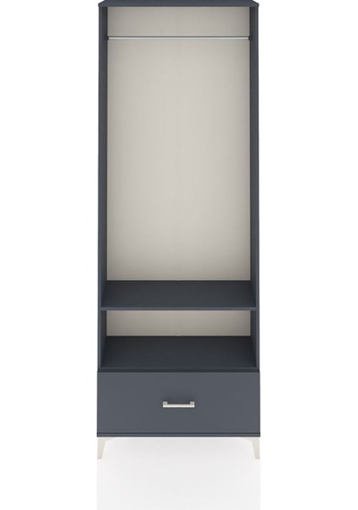 Arges Dolap 2 Raflı Tek Çekmeceli Tek Askılı 88x30x243 Antrasit-antrasit Antrasit