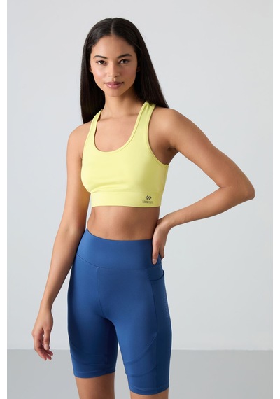 Tommy Life Limon Sırt Detaylı Dar Kalıp U Yaka Kadın Spor Büstiyer - 97120 Sarı