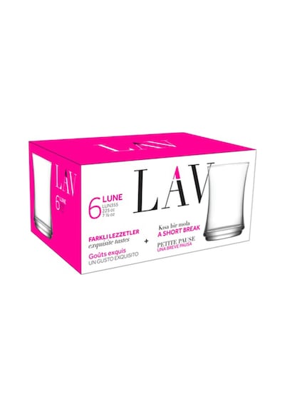 Lav Lune Cam Su Bardağı 6'lı 225 ml (Meşrubat Bardağı)