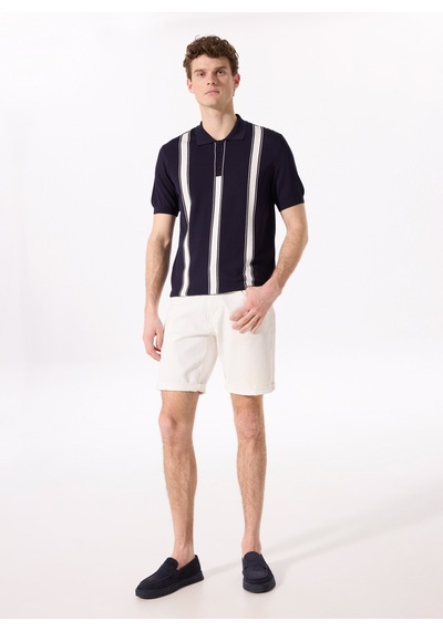 Fabrika Comfort Lacivert Erkek Polo Regular Fit Çizgili Kazak Fc5sm-kzk 2762