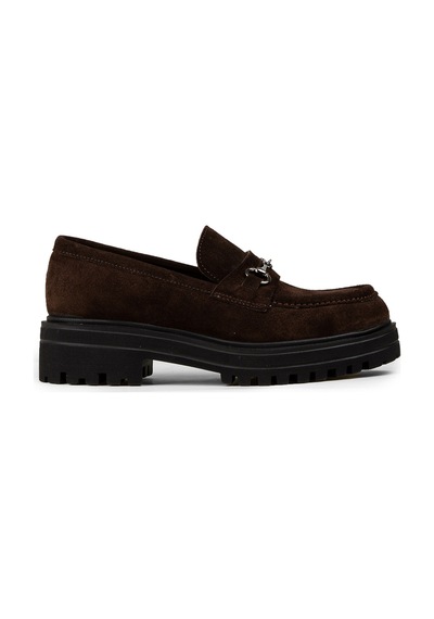 Deery Kadın Hakiki Süet Kahverengi Tokalı Loafer - 02024zkhve01 Kahverengi