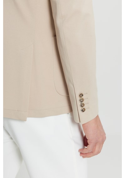 AC&Co / Altınyıldız Classics Erkek Bej Pamuklu Slim Fit Dar Kesim Armürlü Esnek Torba Cepli Blazer Ceket Bej