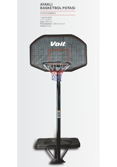 Voit T5872 Cdb001c Yüksekliği Ayarlanabilir Ayaklı Seyyar Basketbol Potası Unisex, Çok Renkli