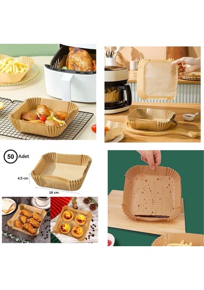 Airfreyer Fritöz Kağıdı Kare Xl / Xxl 50li Plastik Kırmızı Diğer