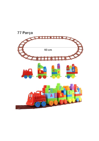 Play Blox Oyuncak Tren Seti 77 Parça Sayılar Ve Alfabe Treni Parlak Renkler Mega Blok Seti 2397