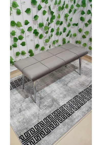 Özcan Metal Metal Ayaklı Krom Gri Bench Mutfak Salon Antre Yatak Odası Puf Bank Gri