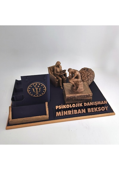 Kişiye Özel Psikolojik Danışman Masa İsimliği Ve Kartvizitlik Gold - Siyah