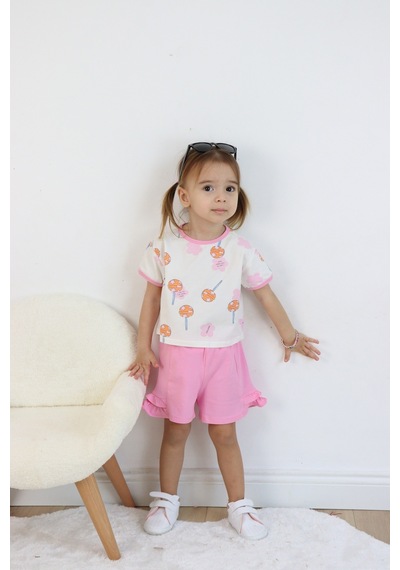 Harika Kids Kız Çocuk Lolipop Baskılı Şortlu İkili Takım 001