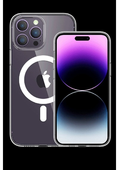 Newface Apple Uyumlu iPhone 15 Pro Max Kılıf Tron Şeffaf Magsafe Kapak - Şeffaf Şeffaf