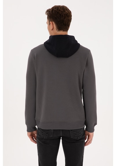 U.S. Polo Assn. Erkek Regular Fit Kapüşonlu Şardonlu Gri Sweatshirt 50316359-VR024