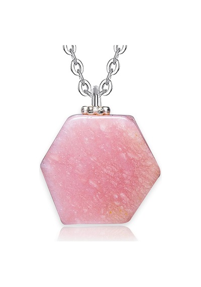 Erilsa Sertifikalı Doğal Pembe Opal Taşı Kolye Çok Renkli