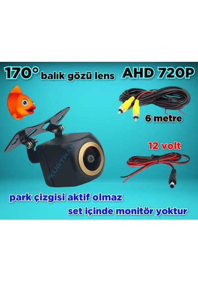 Ahd 720p 170 Derece Balık Gözü Lens Araç Kamerası 12 Volt