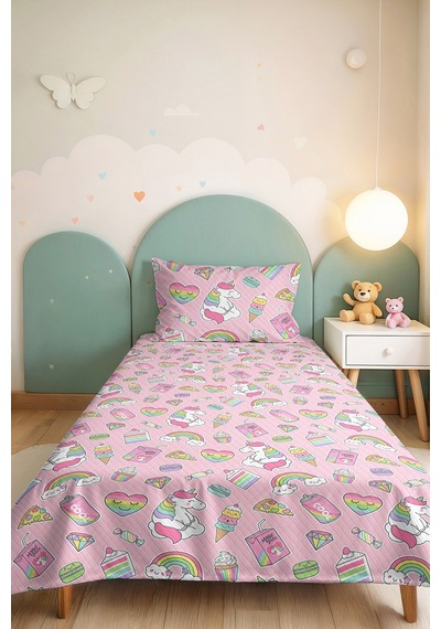 Evimde Bambaşka Pembe Unicorn Gökkuşağı Kız Çocuk Pike Takımı - Pastel Bebek Odası Yatak Örtüsü - 160x220 CM Evimde Bambaşka Pembe Unicorn Gökkuşağı Kız Çocuk Pike Takımı - Pastel Bebek Odası Yatak Örtüsü - 160x220 CM