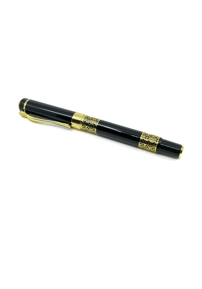Premium Metal Roller Tükenmez Kalem Retro Desen - Gold/black