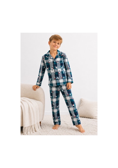 Free Beka Erkek Çocuk Önden Düğmeli Kareli Ve Karakter Desenli Uzun Kollu Pijama Takımı Yeşil Free Beka Erkek Çocuk Önden Düğmeli Kareli Ve Karakter Desenli Uzun Kollu Pijama Takımı Yeşil
