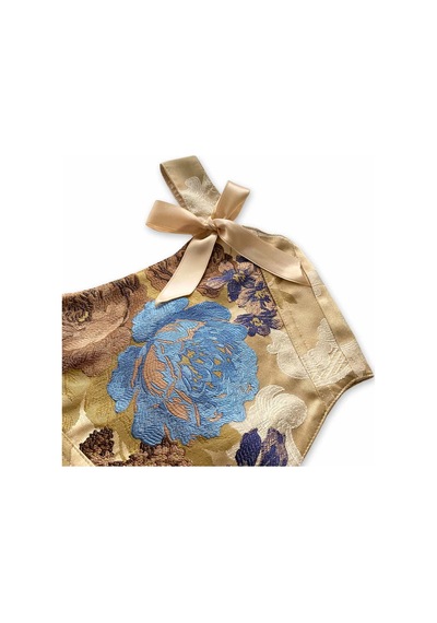 L'aura Corset Çiçekli Krem Rengi Vintage Bayan Korse Büstiyer