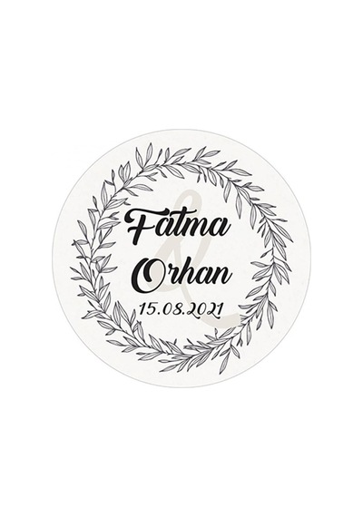 Çiçek Motifli Çelenk Ürünlerinize Özel, 4 Cm - 110 Adet Folyo Sticker Siyah - Beyaz