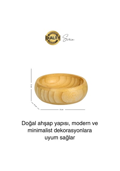Premium 3'lü Doğal Bambu Çerezlik Seti Ahşap Dekoratif Sade Kase Yuvarlak Atıştırmalık Kabı Sosluk çok renkli
