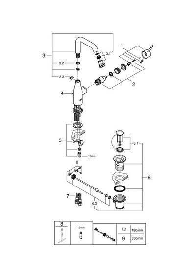 Grohe Essence Tek Kumandalı Lavabo Bataryası L - 24174001 Gümüş