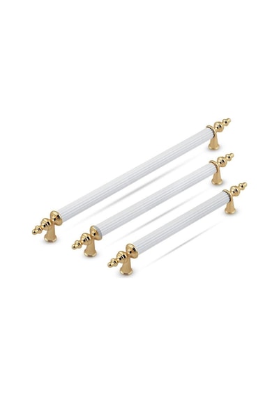 Tuana Rustik Alüminyum Metal Lüks Modern Mobilya Çekmece Mutfak Dolabı Kulpu Beyaz-altın 224mm Beyaz-altın